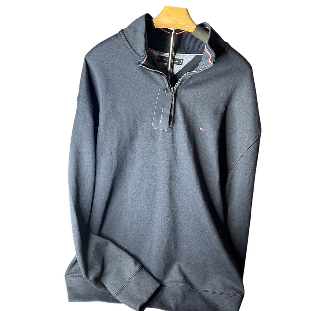 NWT Tommy Hilfiger xl Essential qurter zip pullover soft cotton blend